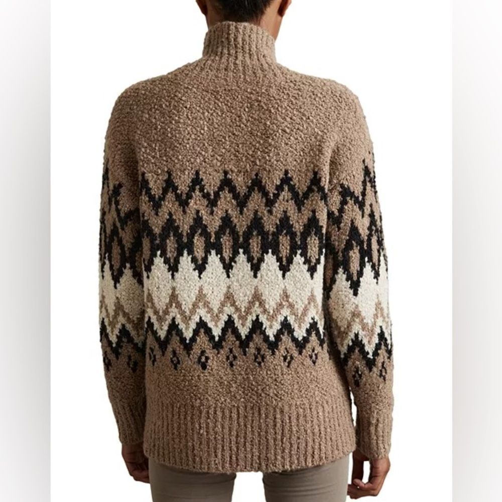 REISS Bobbi Chunky Fairisle Pattern Knit Funnel Neck Jumper In Brown Size Large - Picture 7 of 11